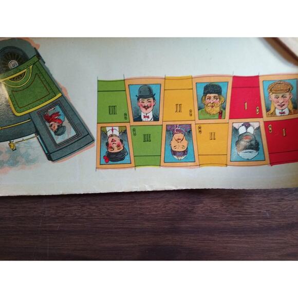 Antique Victorian French Game Print Art Train Patrons Comical 1900's Lithograph - Picture 6 of 9